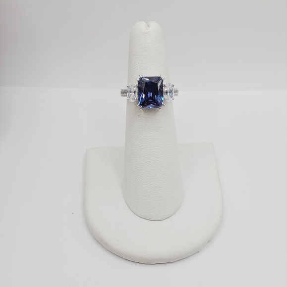 Tanzanite Ring Oval Diamond Ring Simulants Platinum 925 Sterling Silver ring lot - Picture 7 of 9